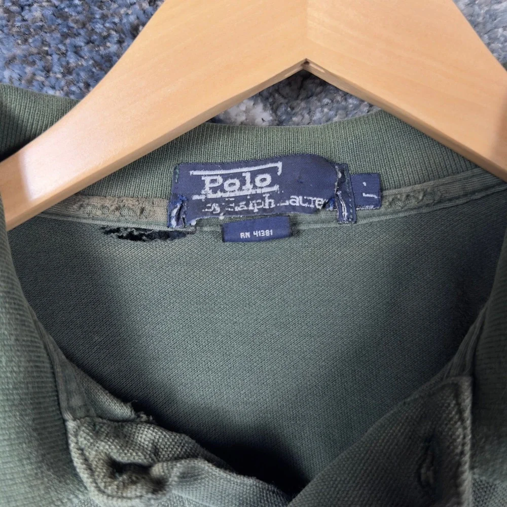 Vintage Polo Ralph Lauren Polo Shirt Mens L Green Fair Hole Pique Short‎ Sleeve